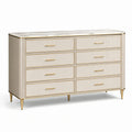 Commode en métal avec plateau en marbre 8 tiroirs beige et doré - 2026