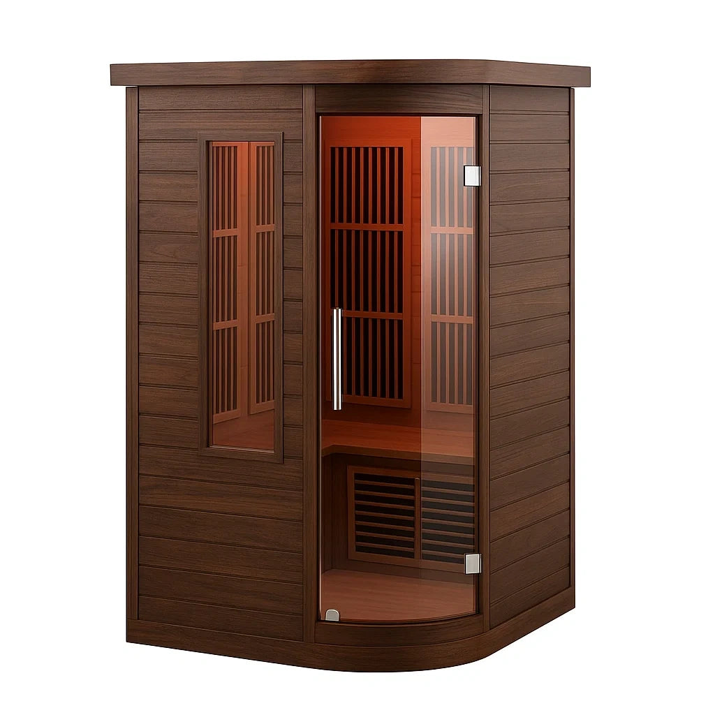 Cabine de sauna infrarouge d'angle bois et verre - 2026