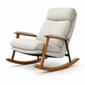 Fauteuil à bascule d’intérieur en tissu polyester beige avec structure en chêne et métal - 2026