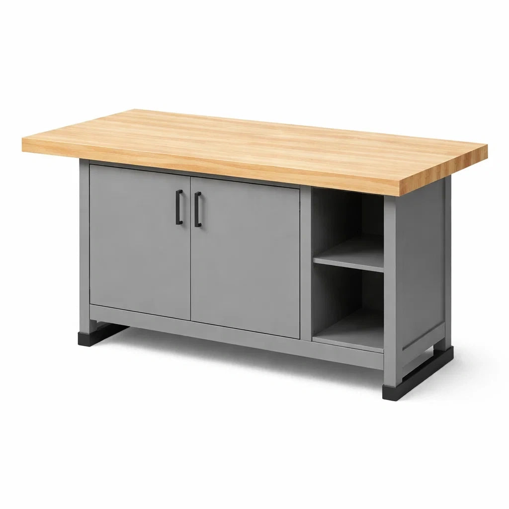 Établi en métal avec plateau en bois gris - 2026