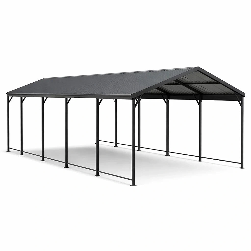 Abri voiture métallique en acier gris 600x300x260 cm - 2026