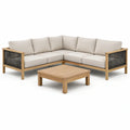 Ensemble de salon de jardin en bois avec coussins en polyester beige - 2026