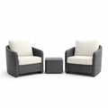 Ensemble de détente avec fauteuils en rotin synthétique gris et coussins blancs - 2026