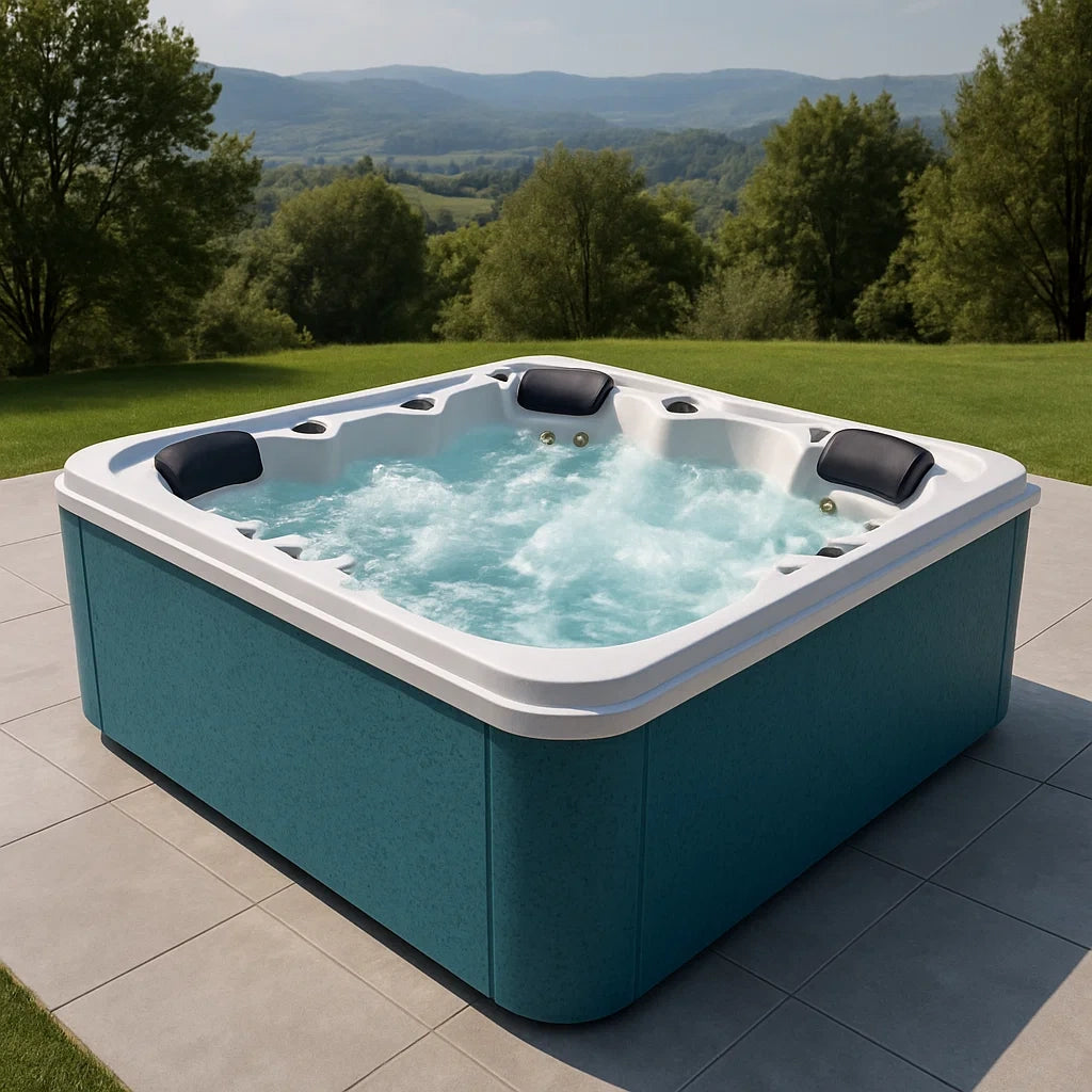 Spa rectangulaire 4 places extérieur Bleu/Blanc 200x200x90 - 2026