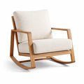 Fauteuil à bascule en bois et tissu beige - 2026