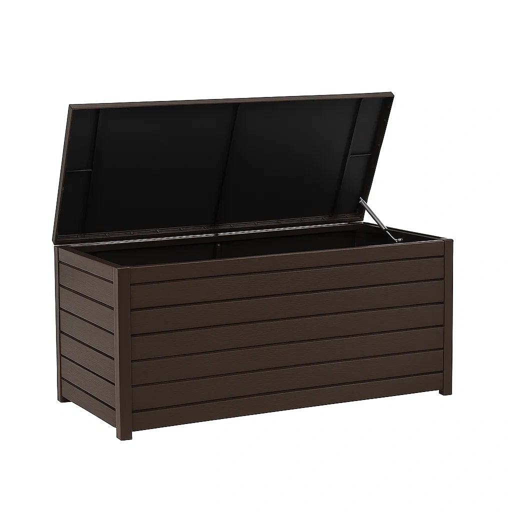 Coffre de rangement en résine brun foncé 145x60x65 cm - 2026