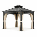 Pavillon en aluminium avec toit en acier et rideaux en polyester 3,5x3,5m - 2026