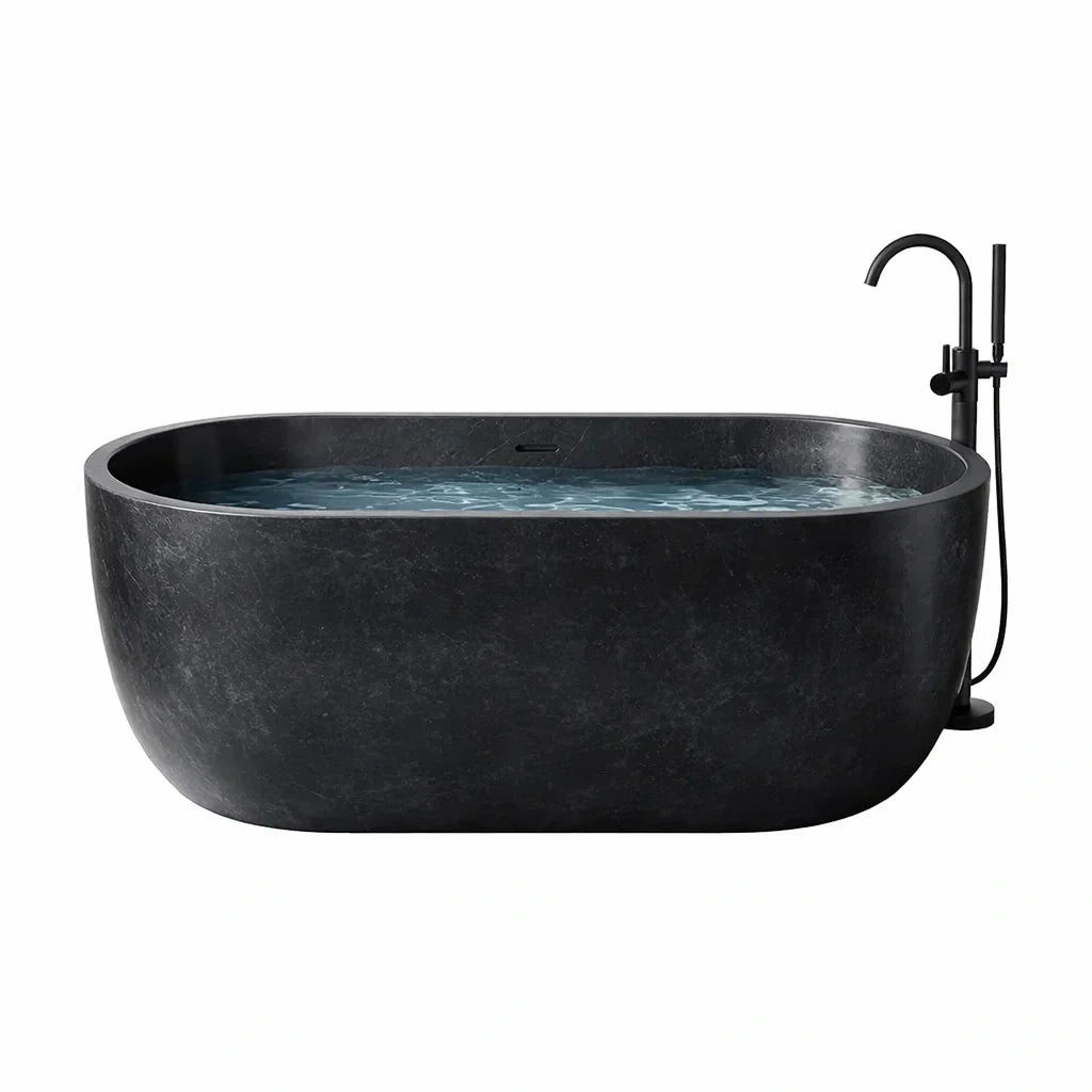Baignoire îlot en pierre composite noir 170 cm - 2026