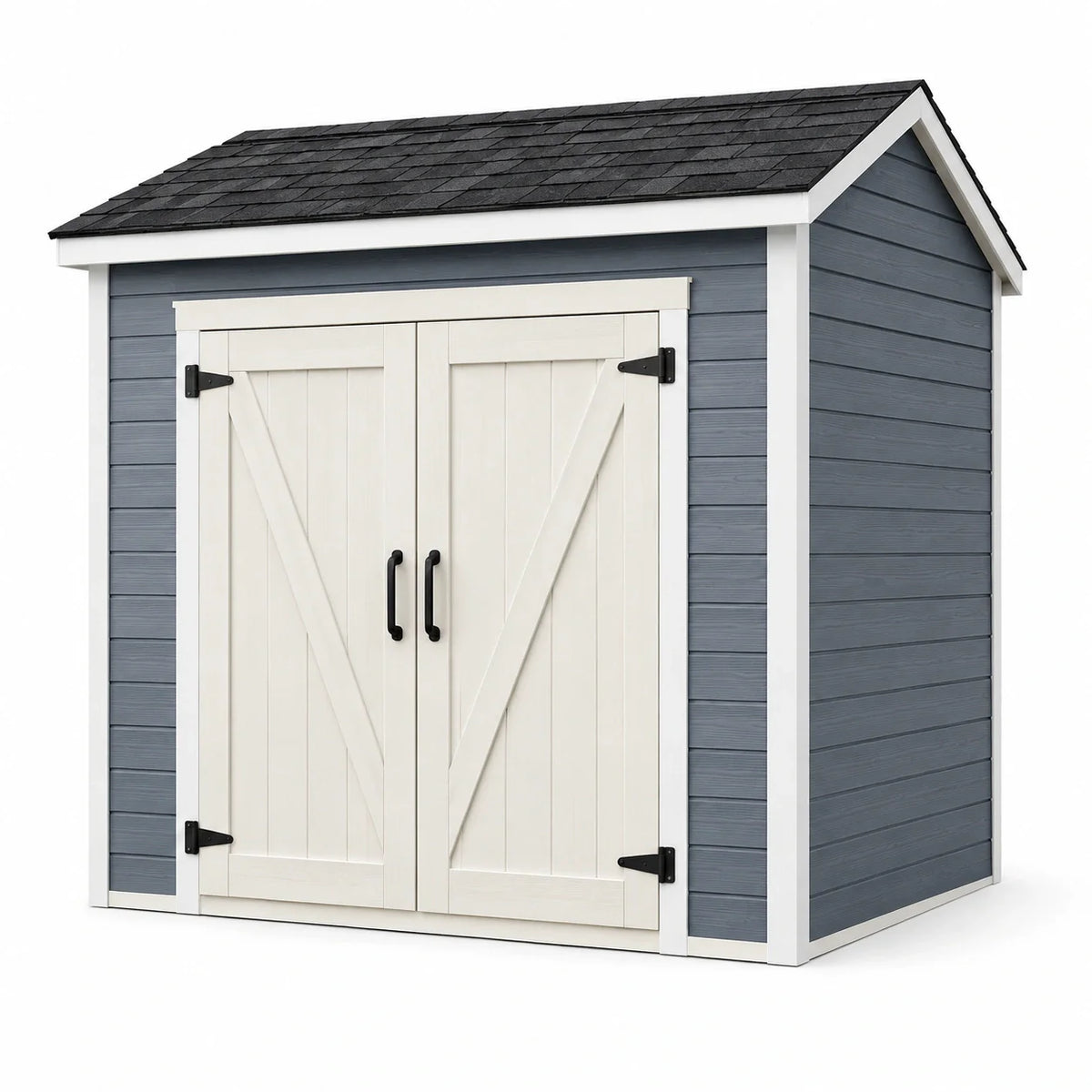 Abri de jardin en bois composite avec portes doubles gris et ivoire 200x150x210 cm - 2026