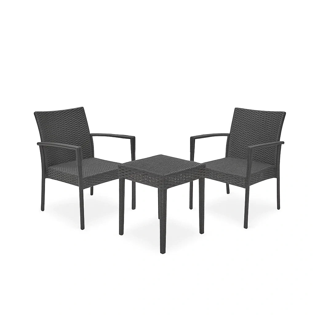 Petit ensemble de conversation de jardin en résine tressée noir - 2026