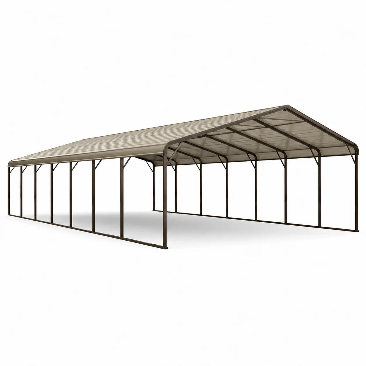 Abri voiture métal 12x6m structure acier galvanisé toit polycarbonate beige - 2026
