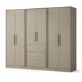 Armoire en bois et MDF avec 4 portes et 3 tiroirs beige 200x60x230 cm - 2026