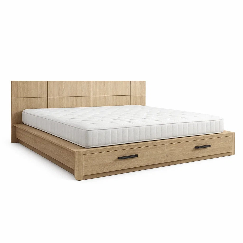 Lit avec rangement double en bois avec tiroirs et matelas - 2026