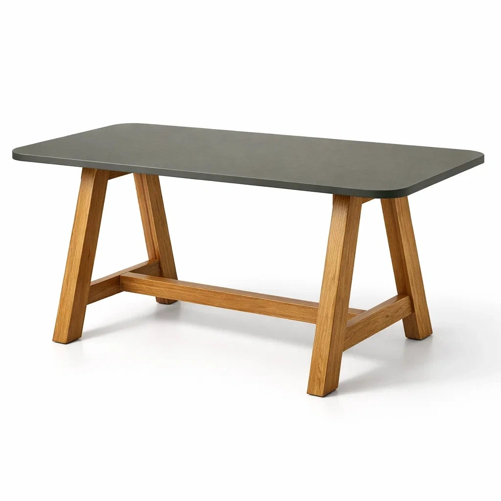 Table à manger rectangulaire en bois avec finition mélaminée grise - 2026