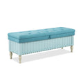 Banc de rangement en bois avec coussin en polyester bleu clair - 2026