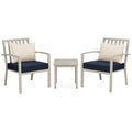 Petit ensemble de conversation de jardin en aluminium gris avec coussins bleus, 2 chaises et table - 2026