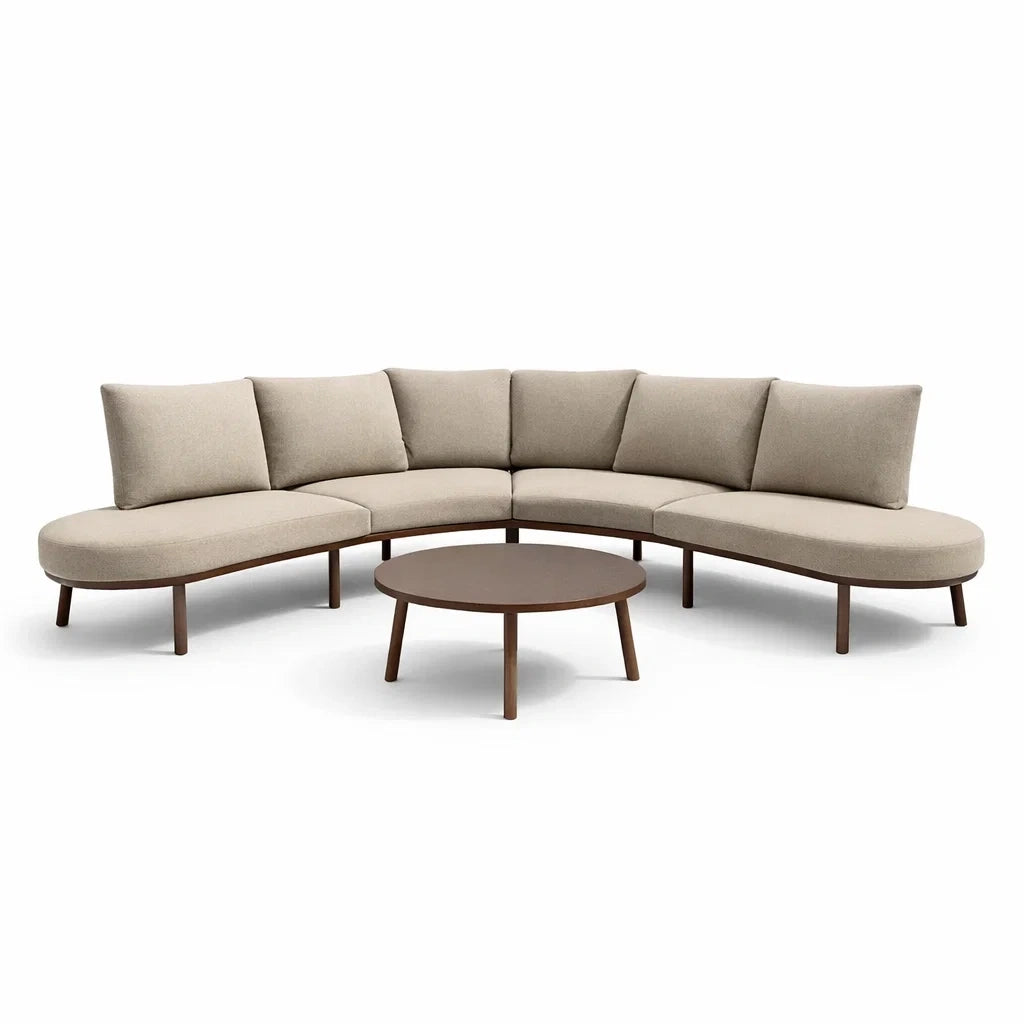 Canapé d'angle en tissu avec table basse ronde - 2026