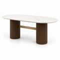Table à manger ovale en marbre et bois chêne 200x100x75 cm - 2026