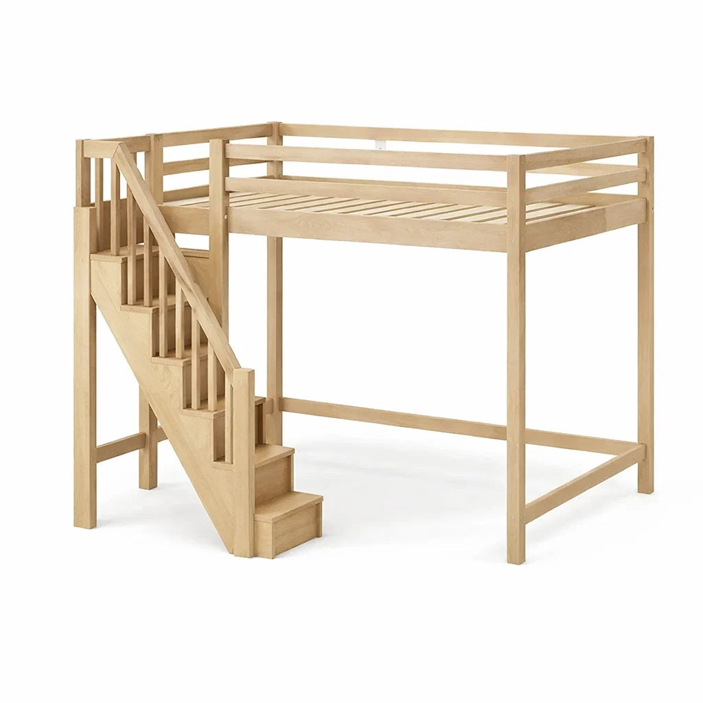 Lit mezzanine en bois de pin avec escalier - 2026