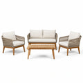 Ensemble de mobilier d'extérieur en bois et corde avec canapé 2 places et table basse - 2026