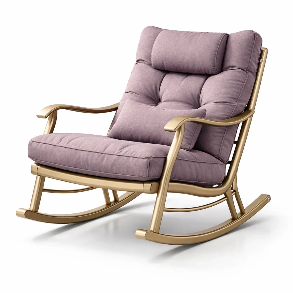 Fauteuil à bascule d’intérieur en métal avec tissu mauve - 2026