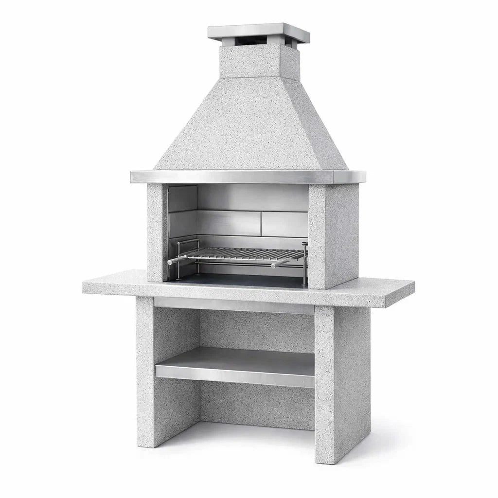 Barbecue en béton avec grille en acier inoxydable 150 x 65 x 200 cm - 2026