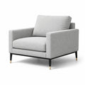 Fauteuil en tissu polyester gris clair avec pieds en métal noir et embouts dorés - 2026