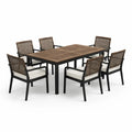 Ensemble de table et chaises d'extérieur en bois et métal avec 6 chaises en cannage et coussins - 2026