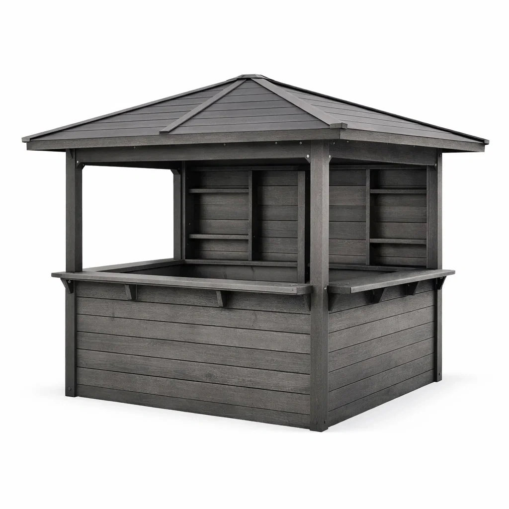 Kiosque bar de jardin en bois composite gris - 2026