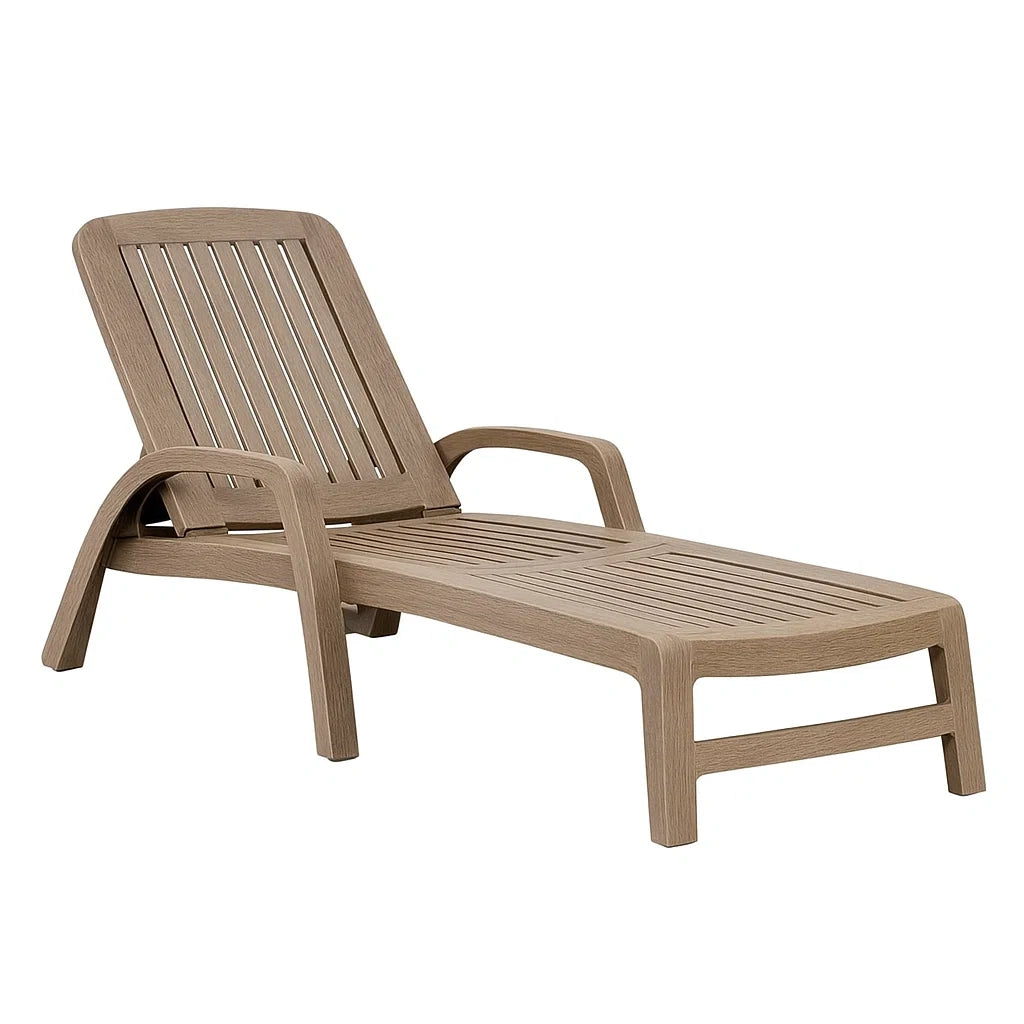 Chaise longue de jardin extérieure en résine brune - 2026