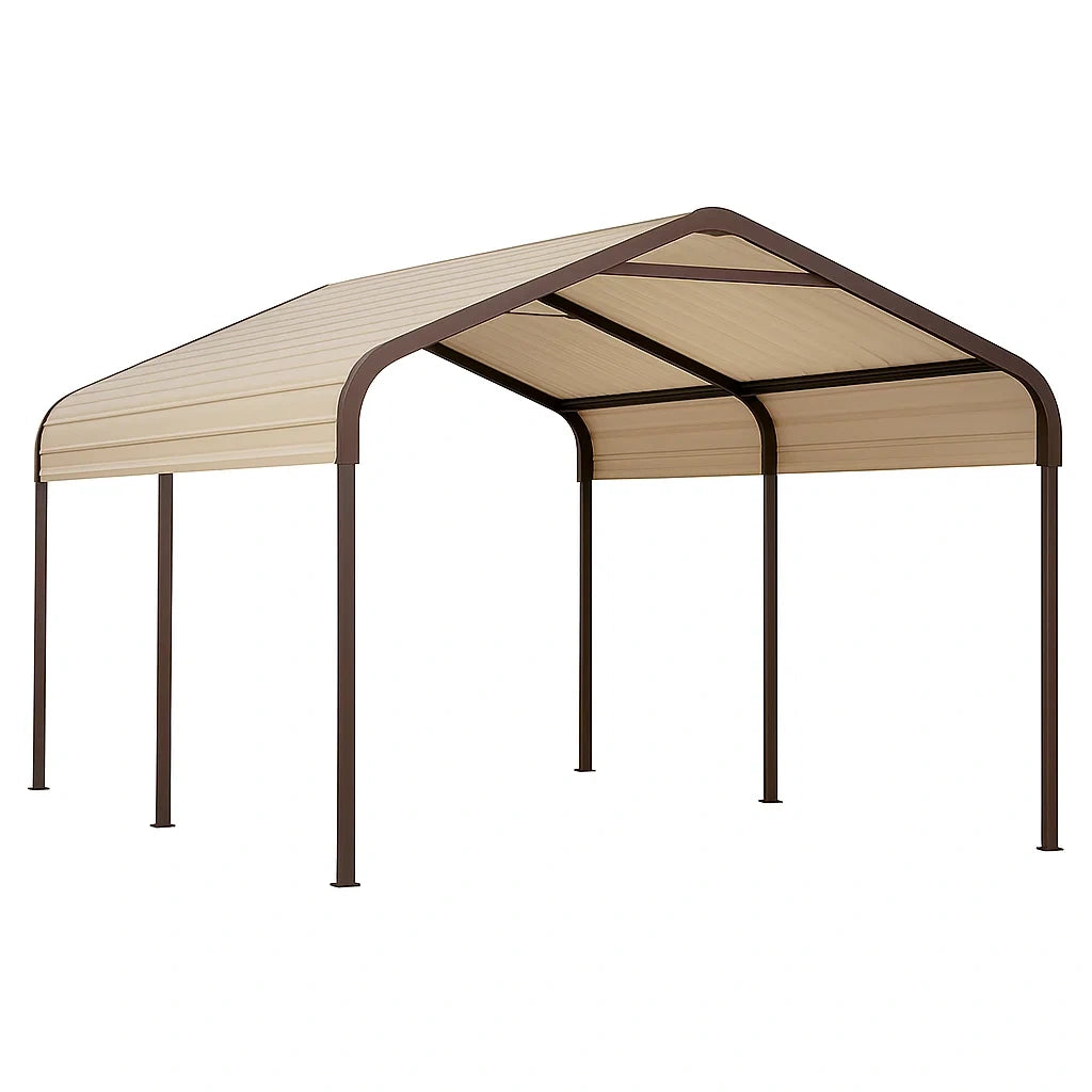 Abri voiture métal beige panneaux acier 500 x 300 x 260 cm - 2026