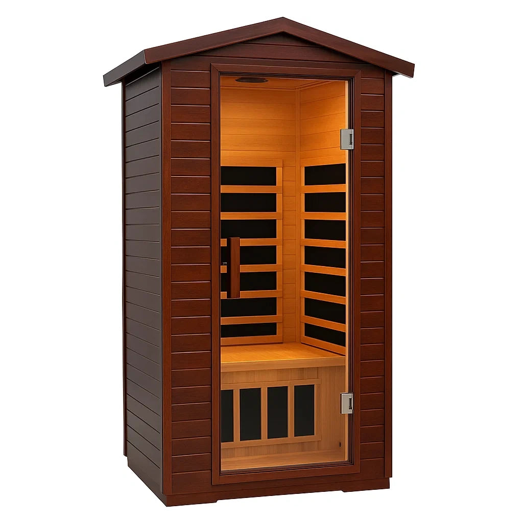 Cabine de sauna infrarouge bois et verre trempé marron 100x90x190 cm - 2026