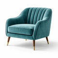 Fauteuil en velours bleu avec pieds en bois - 2026