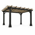 Pergola en aluminium noir avec toit en cèdre, 4m x 3m - 2026