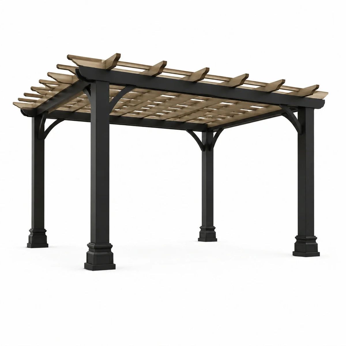 Pergola en aluminium noir avec toit en cèdre, 4m x 3m - 2026