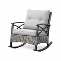Fauteuil à bascule en aluminium et résine tressée avec coussins en polyester gris - 2026