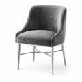 Chaise de salle à manger en velours gris avec structure en acier inoxydable - 2026