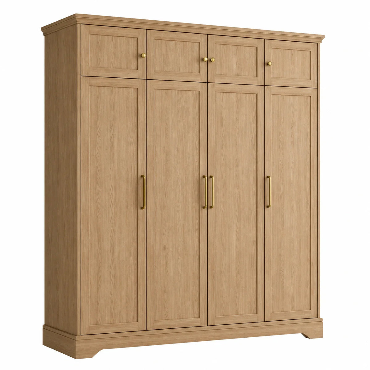 Armoire en Bois à 4 Portes avec Poignées Métalliques - 2026