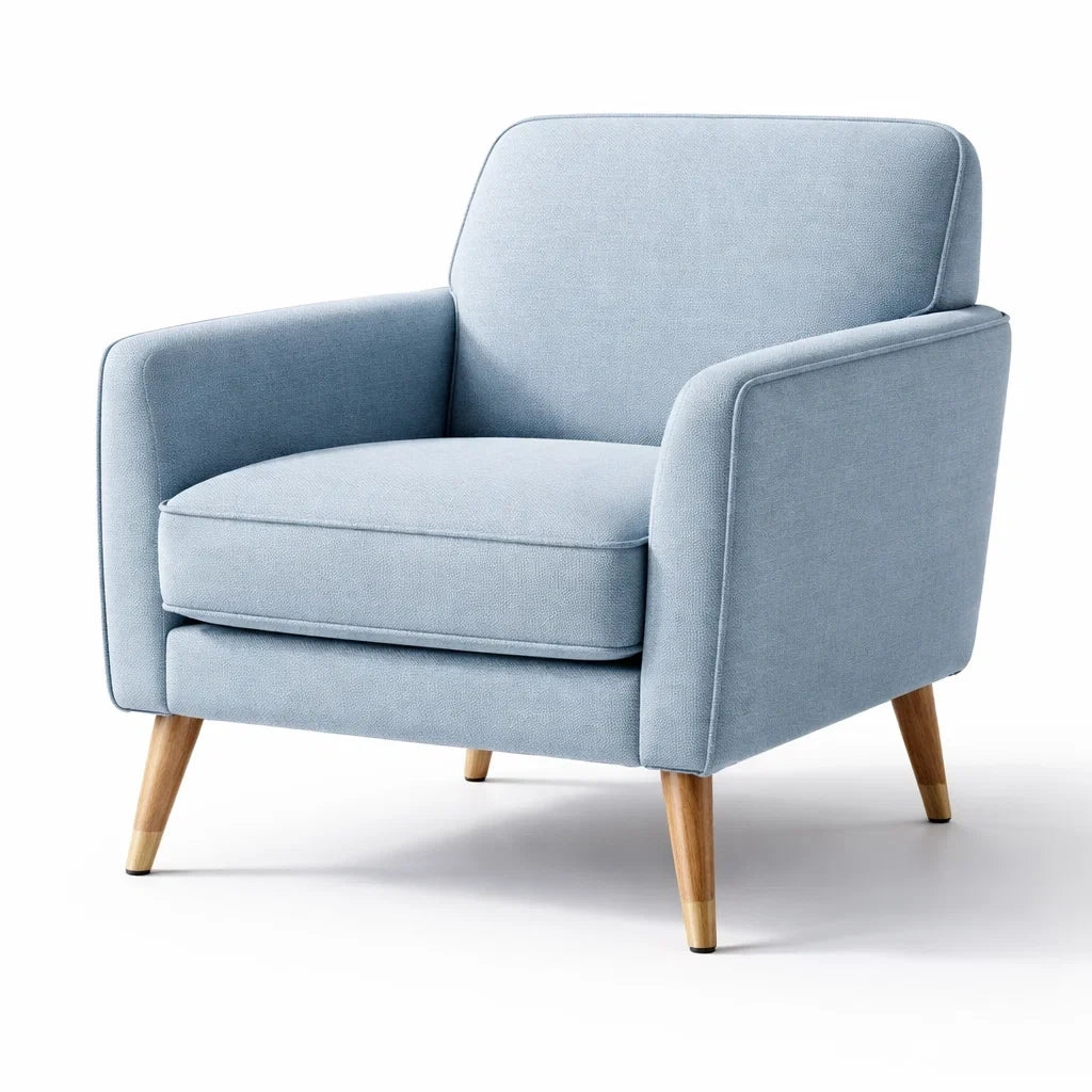 Fauteuil en bois et tissu bleu ciel - 2026