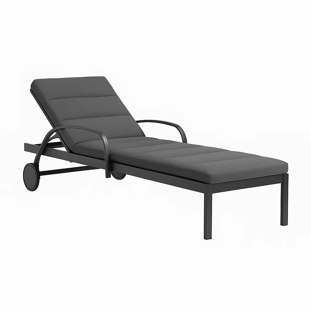 Chaise longue en aluminium et tissu gris foncé - 2026
