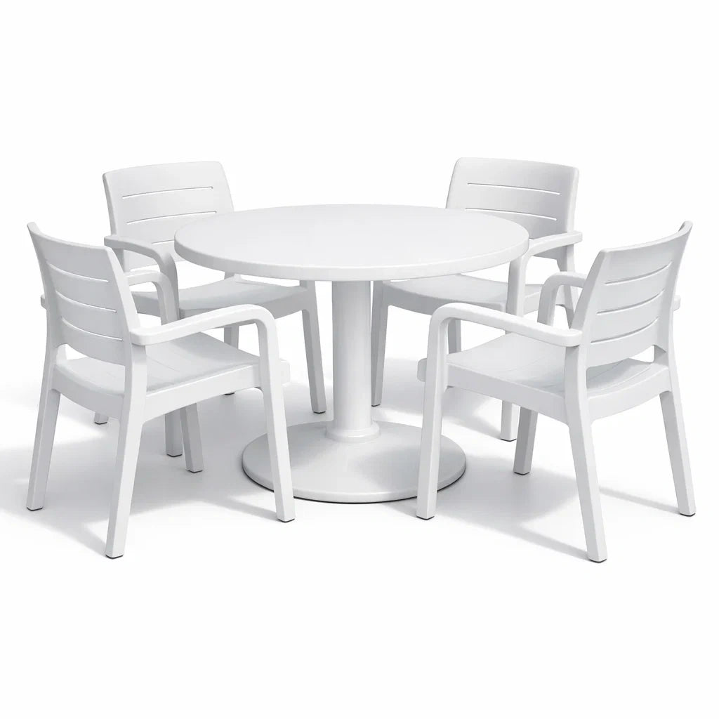 Ensemble table et chaises avec table ronde en plastique et 4 chaises - 2026