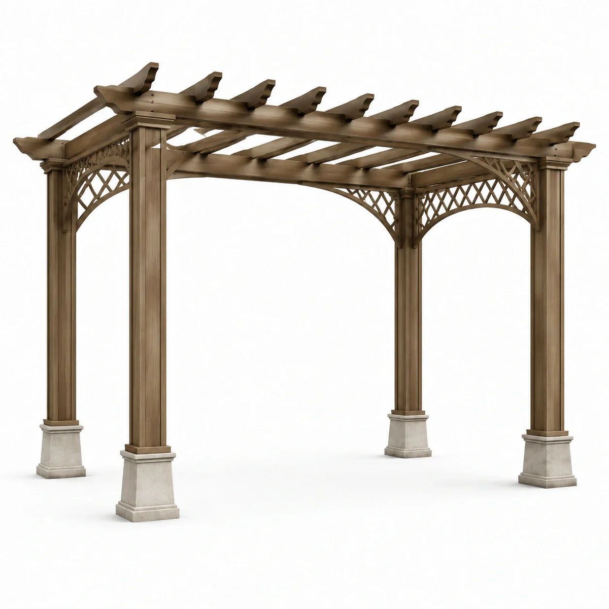 Pergola en bois et pierre reconstituée, 400 x 300 x 250 cm - 2026