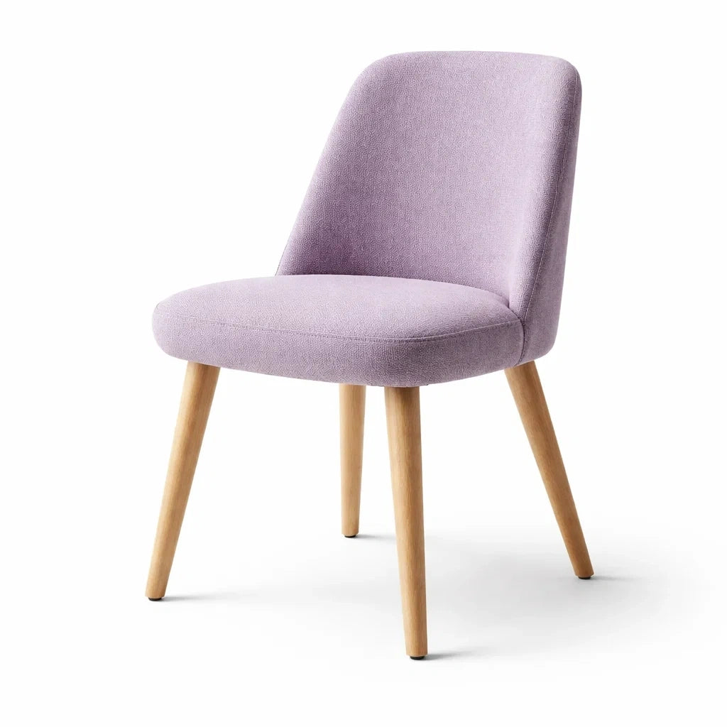 Chaises de salle à manger en tissu polyester violet avec pieds en bois de hêtre - 2026