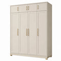 Armoire en bois avec poignées métalliques dorées, beige, 200x60x220 cm - 2026