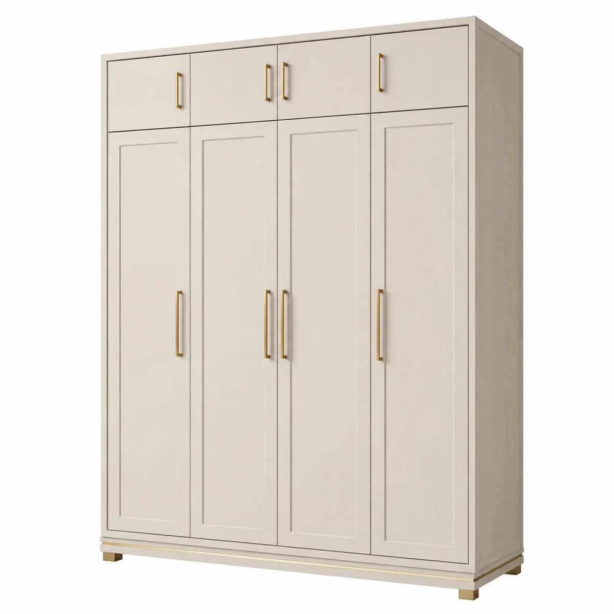 Armoire en bois avec poignées métalliques dorées, beige, 200x60x220 cm - 2026