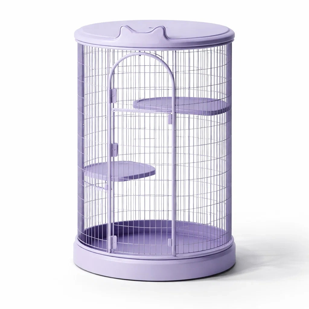 Cage à chat en métal violet avec étagères - 2026