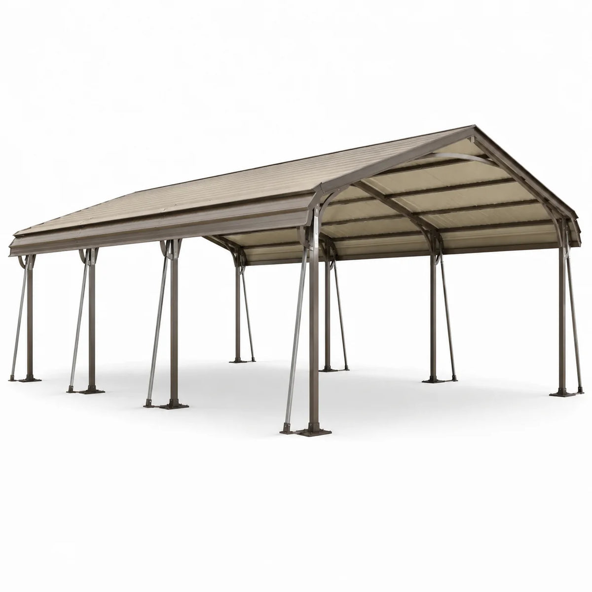 Carport en acier galvanisé et polycarbonate beige 600x300x250 cm - 2026