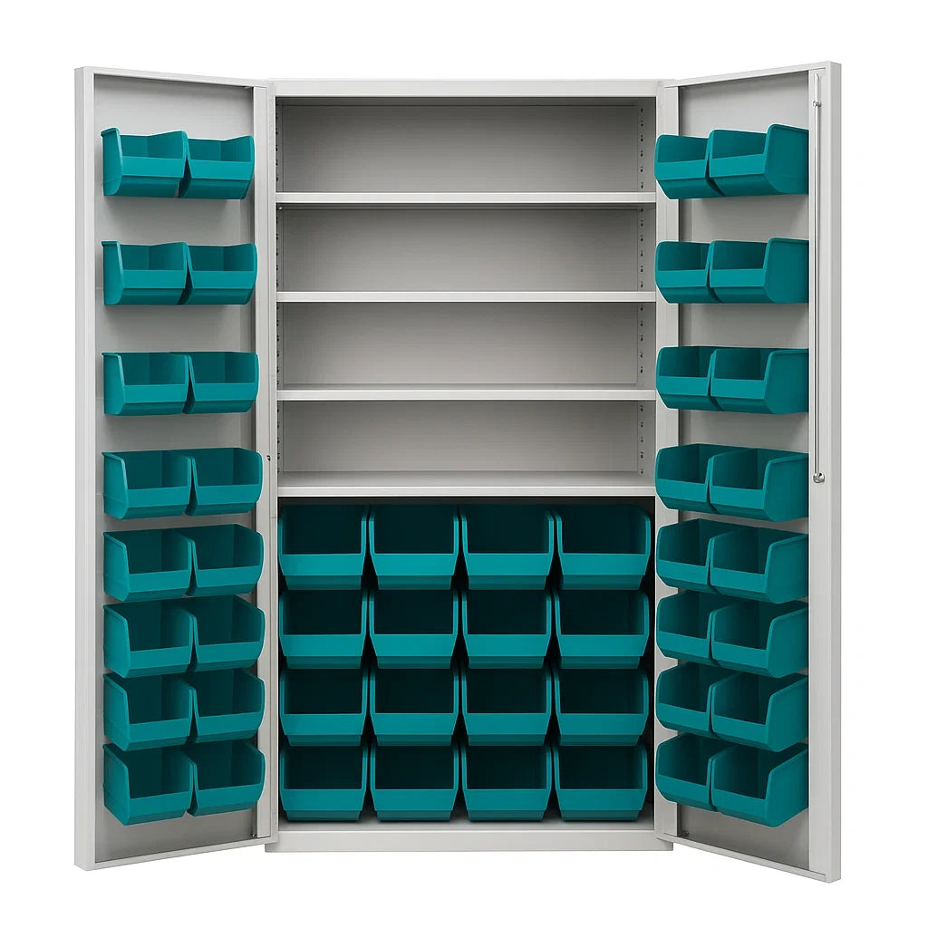 Armoire de rangement de garage en métal avec bacs en polypropylène turquoise - 2026