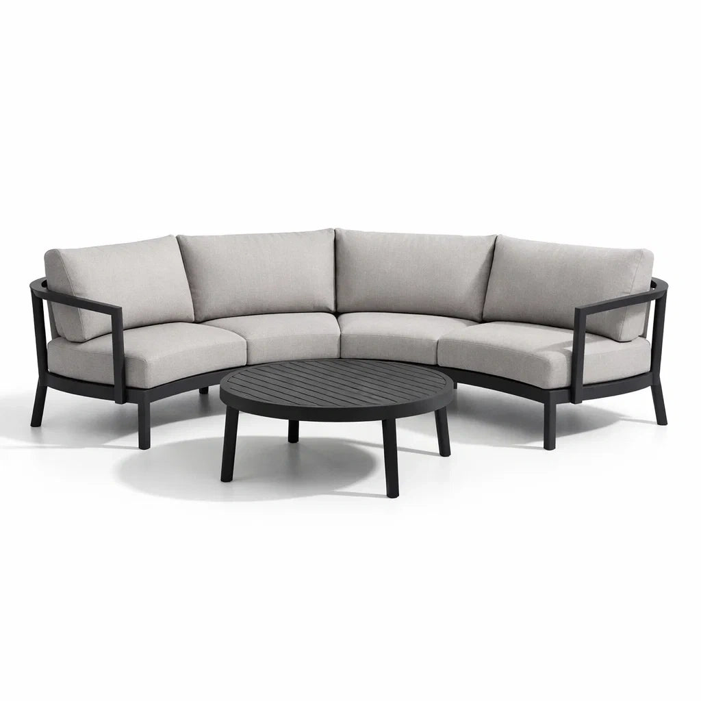 Salon de jardin en aluminium avec coussins gris - 2026