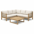 Ensemble de salon de jardin en bois avec coussins en tissu blanc crème - 2026